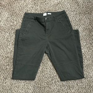 Women’s high waisted dark green jeans